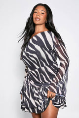 Plus Zebra Asymmetric Skater Dress