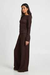 Crinkle Textured Ruched Side Long Sleeve Trouser Co- Ord