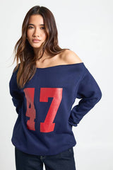 47 Printed Off The Shoulder Sweatshirt