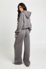 Tall Deep Hem Crop Top 3 Piece Hooded Tracksuit