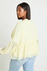 Plus Chiffon Ruffle Plunge Blouse