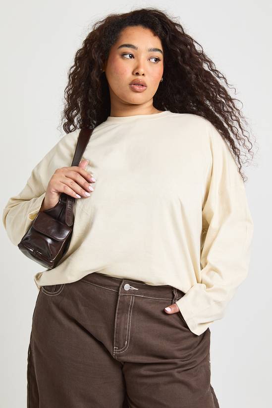 Plus Basic Oversized Long Sleeve T-Shirt