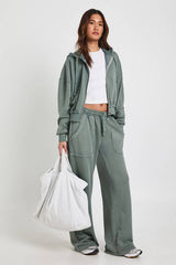 Washed Loopback Distressed Straight Leg Jogger