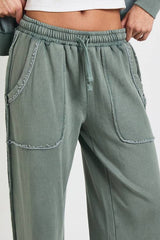 Washed Loopback Distressed Straight Leg Jogger