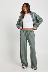 Washed Loopback Distressed Straight Leg Jogger