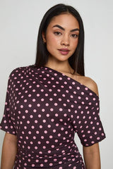 Polka Dot Off The Shoulder T-shirt