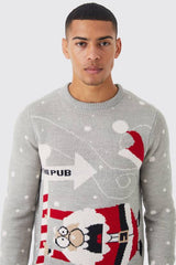 To The Pub Knitted Christmas Jumper