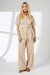 Sand Broderie Straight Leg Trouser Co ord