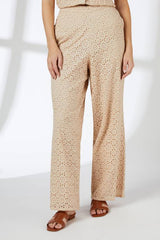 Sand Broderie Straight Leg Trouser Co ord