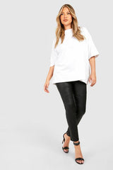 Plus Pu Coated Skinny Jeans