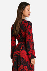Tall Floral Print Button Through Plunge Maxi