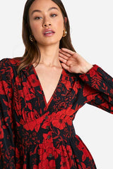 Tall Floral Print Button Through Plunge Maxi