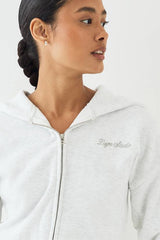 DSGN Studio Script Embroidered Zip Through Hoodie