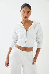 DSGN Studio Script Embroidered Zip Through Hoodie