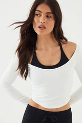 DSGN Studio Sculpt Rib Scoop Neck Long Sleeve Top