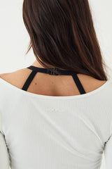 DSGN Studio Sculpt Rib Scoop Neck Long Sleeve Top