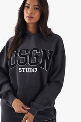 DSGN Studio Towelling Applique Oversized Hoodie