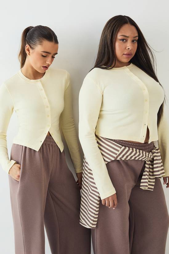 DSGN Studio Crew Neck Button Through Long Sleeve Top