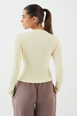 DSGN Studio Crew Neck Button Through Long Sleeve Top