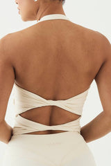 DSGN Studio Sculpt Ruched Front Cut Out Padded Halterneck Top